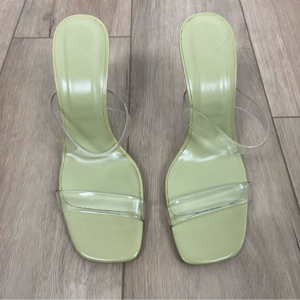 By Far Clara Olive Gloss Leather Mule Sandal - Picture 5 of 16